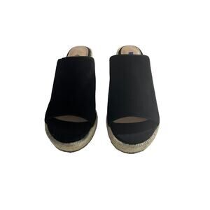 Stuart Weitzman Women’s Marabella Wedge Sandal SZ 5 Black Suede Espadrille Spain